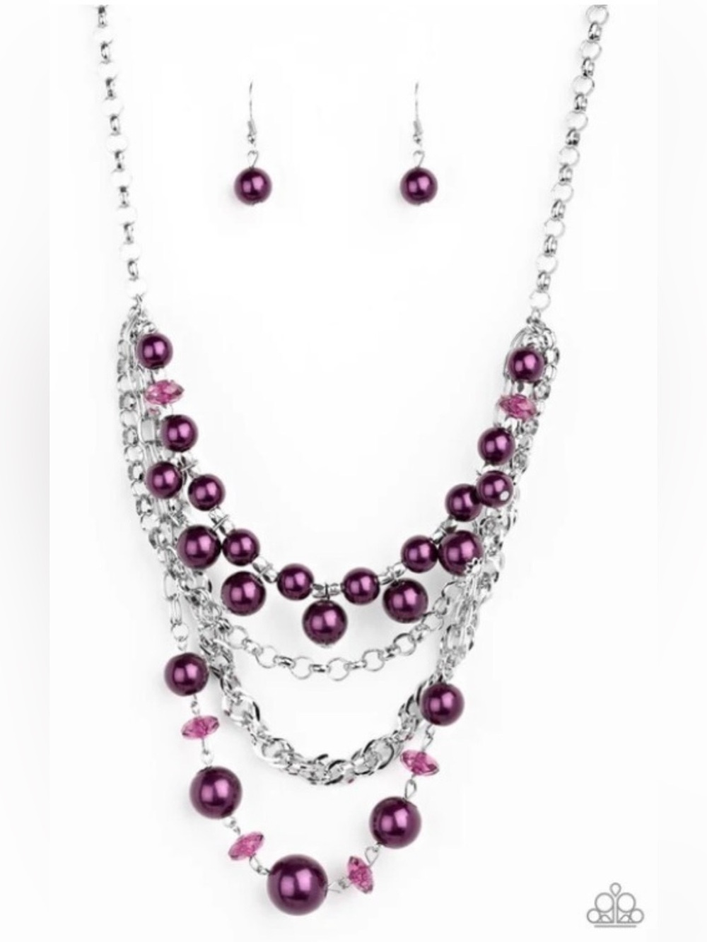 Paparazzi Ruched Radiance Purple Multi-Strand Necklace & Earrings Set